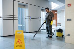 A man rendering industrial cleaning services